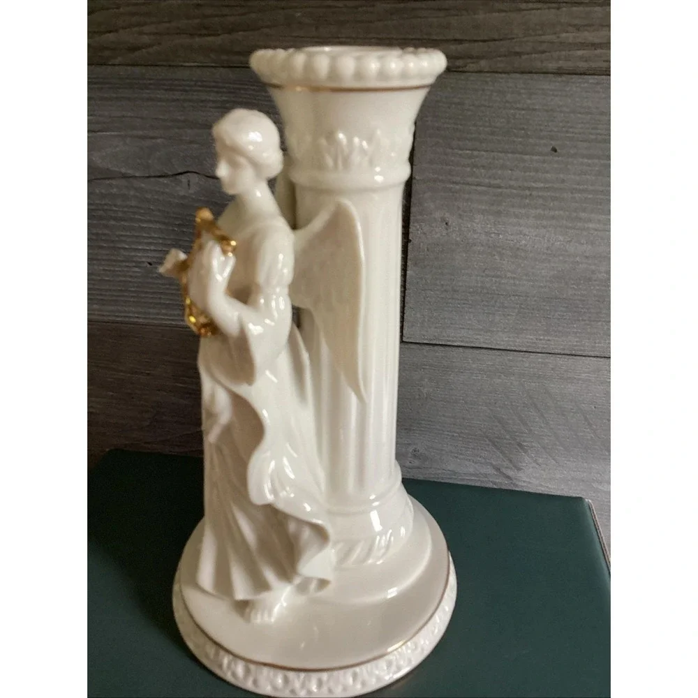 Lenox The Heavenly Angel Candlestick Holder, Angel With Harp, 7